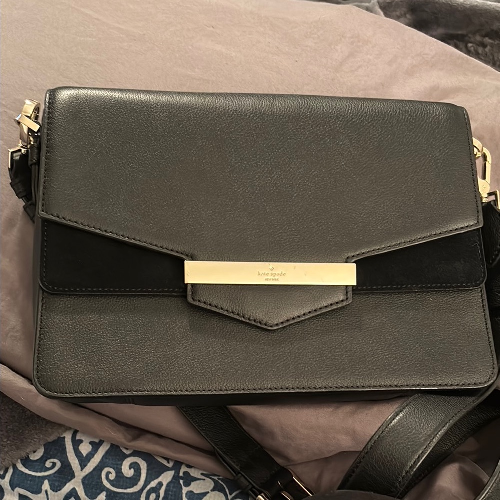 Kate Spade Black Leather and Suede Crossbody Bag